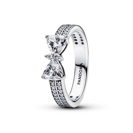Ring – Sterling Silver – Sparkling Bow Double-row