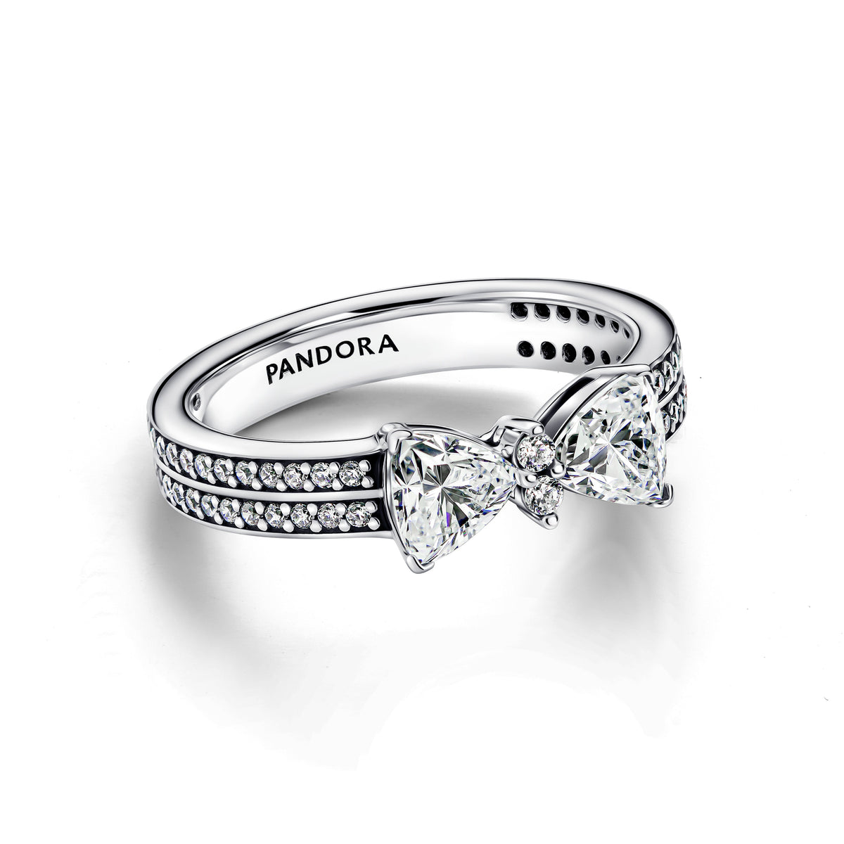 Ring – Sterling Silver – Sparkling Bow Double-row