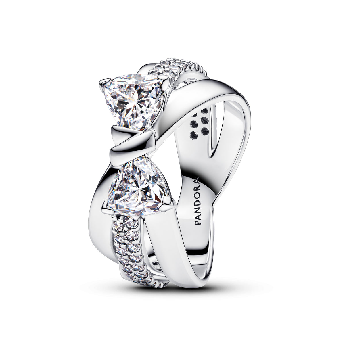 Ring – Sterling Silver – Sparkling Bow Crossover