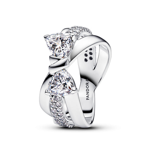 Ring – Sterling Silver – Sparkling Bow Crossover