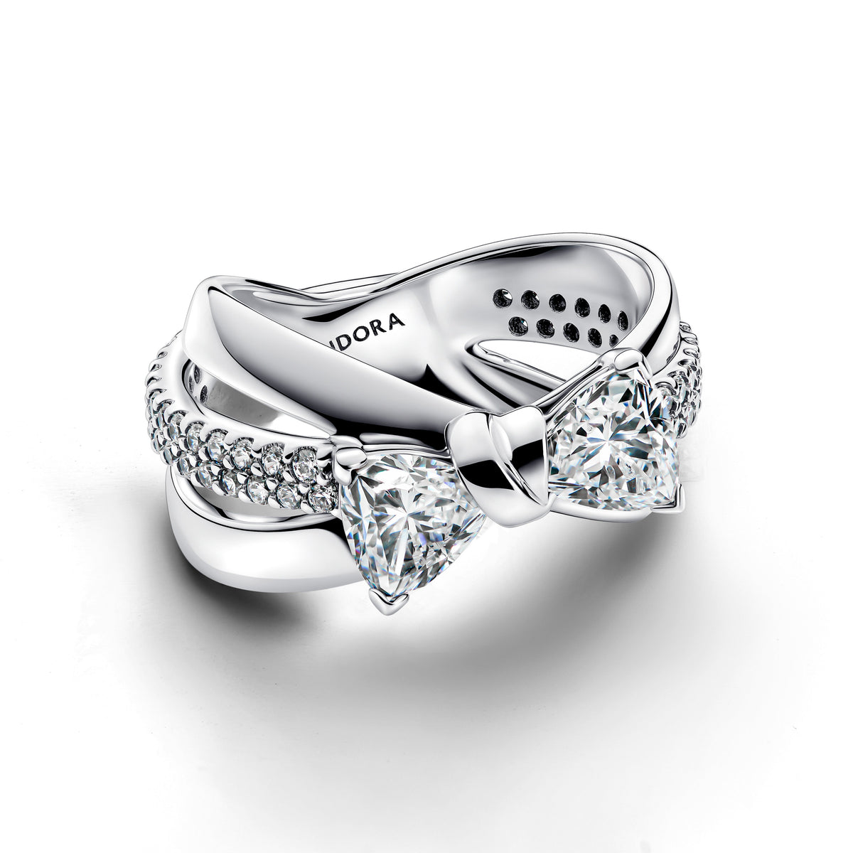 Ring – Sterling Silver – Sparkling Bow Crossover