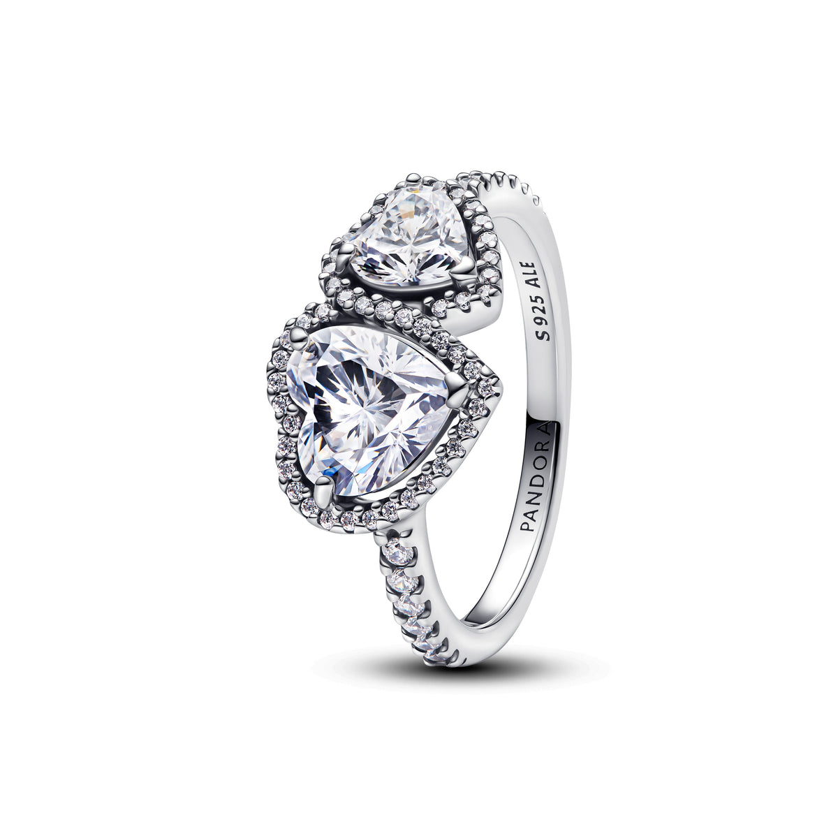 Ring – Sterling Silver – Sparkling Halo Hearts