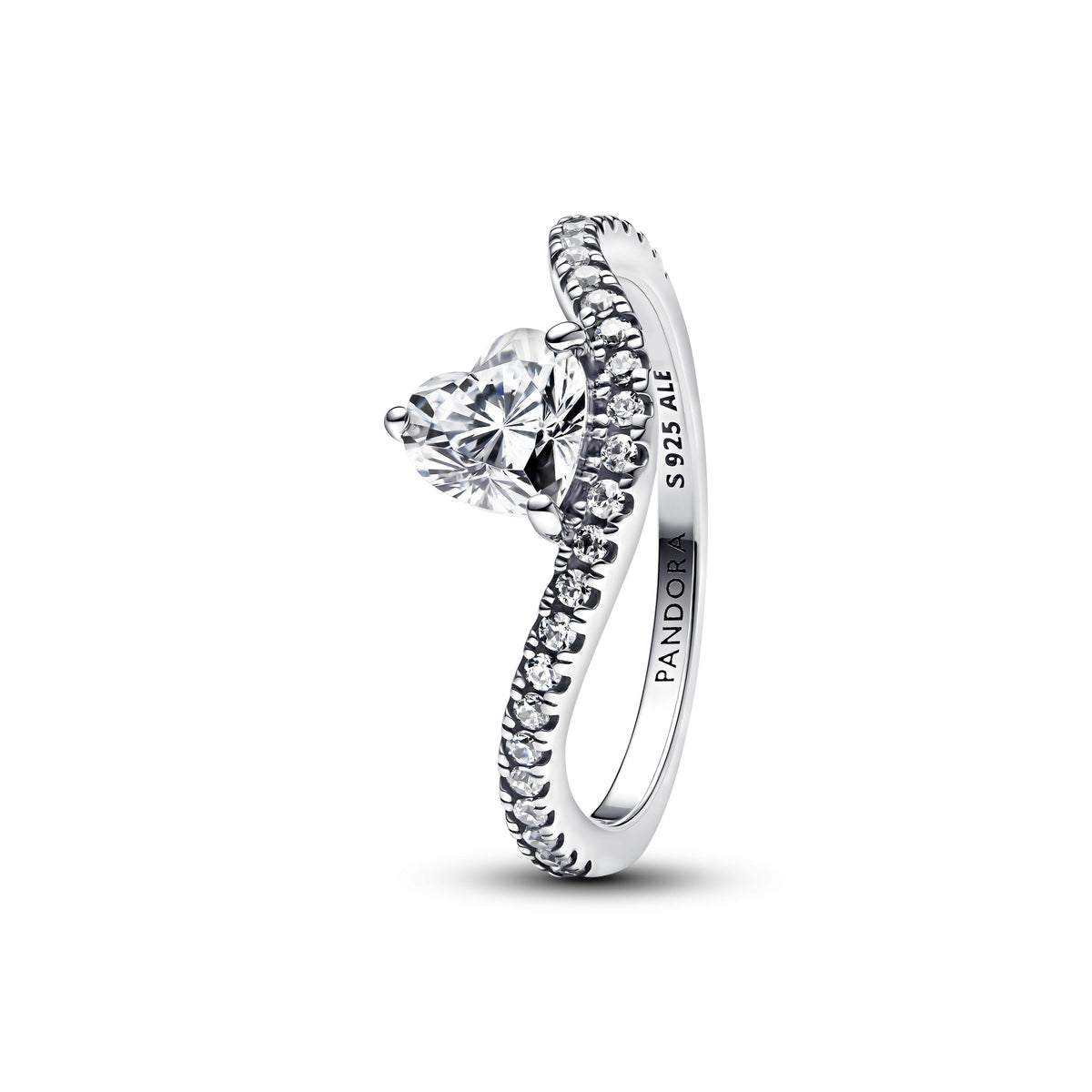 Ring – Sterling Silver – Wavy Pavé Heart