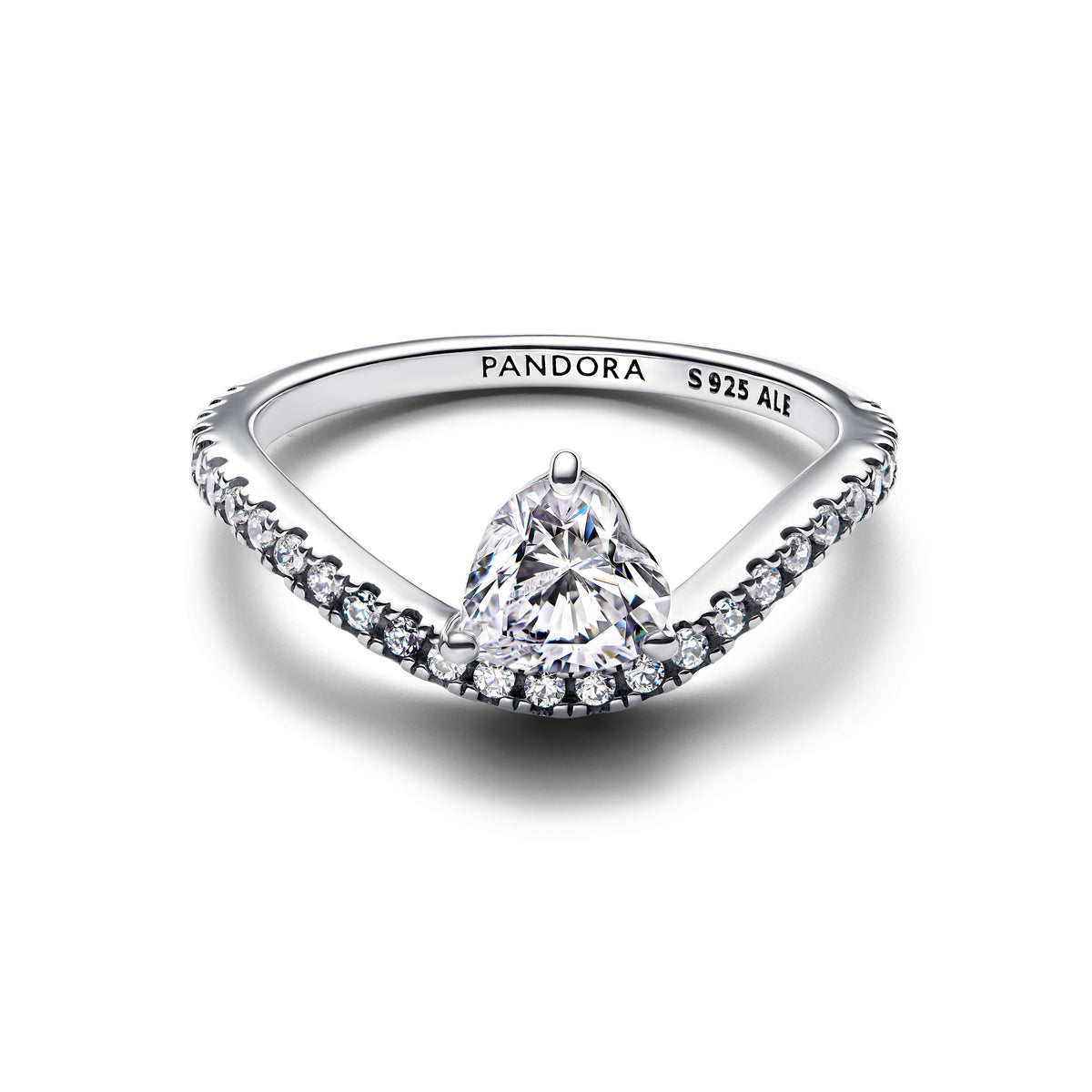 Ring – Sterling Silver – Wavy Pavé Heart
