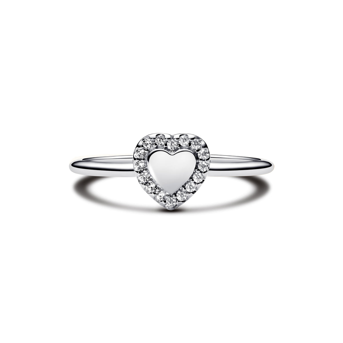 Ring – Sterling Silver – Engravable Heart Halo
