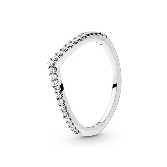 Ring – Sterling Silver – Sparkling Wishbone