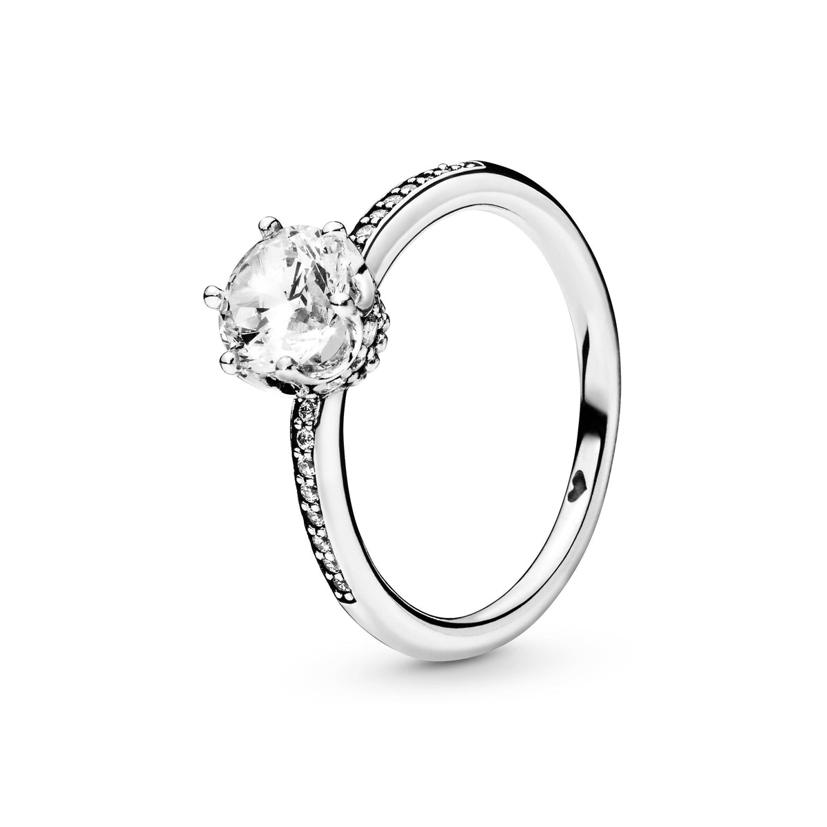 Ring – Sterling Silver – Clear Sparkling Crown Solitaire
