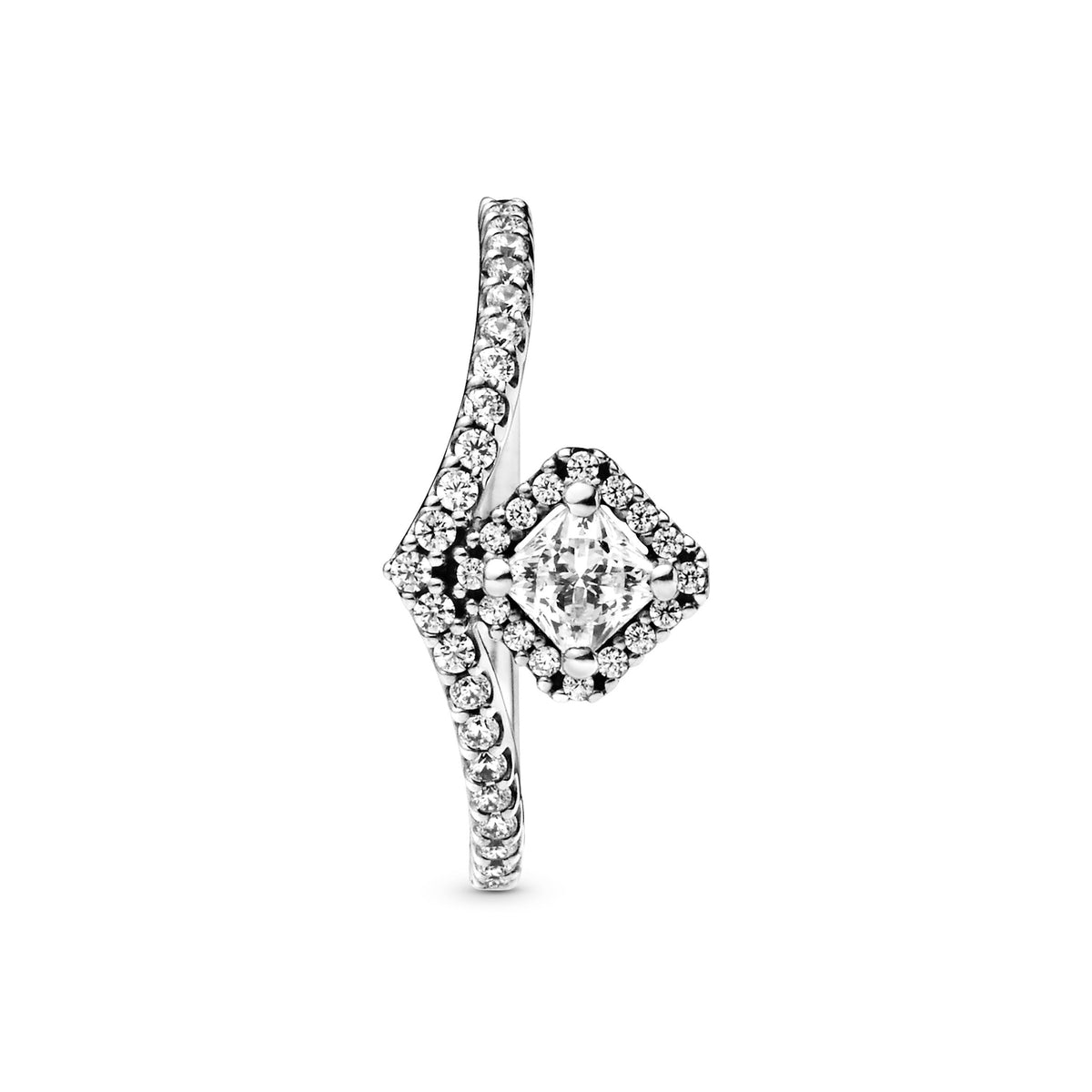 Ring – Sterling Silver – Square Sparkle Wishbone