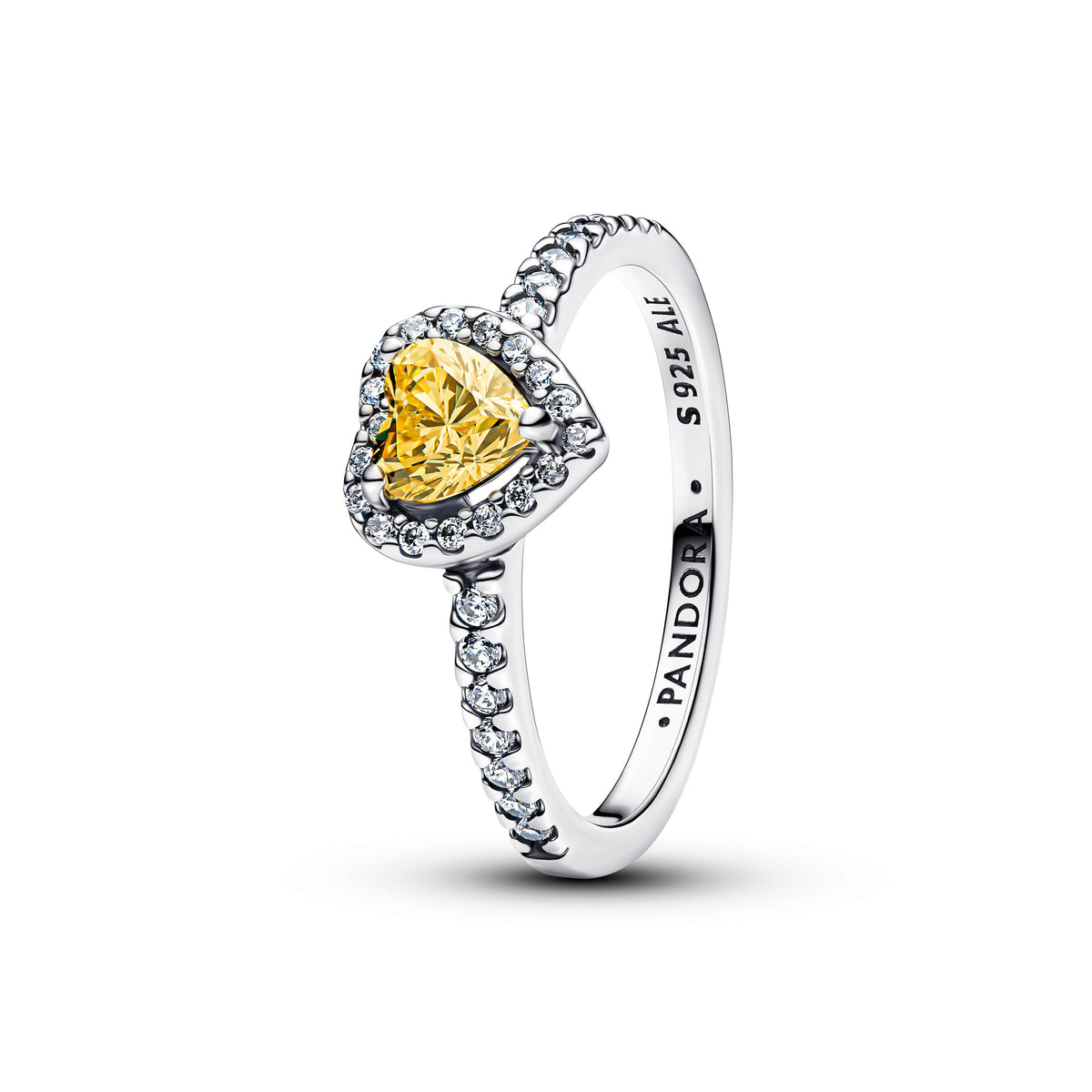 Ring – Sterling Silver – Sparkling Elevated Heart