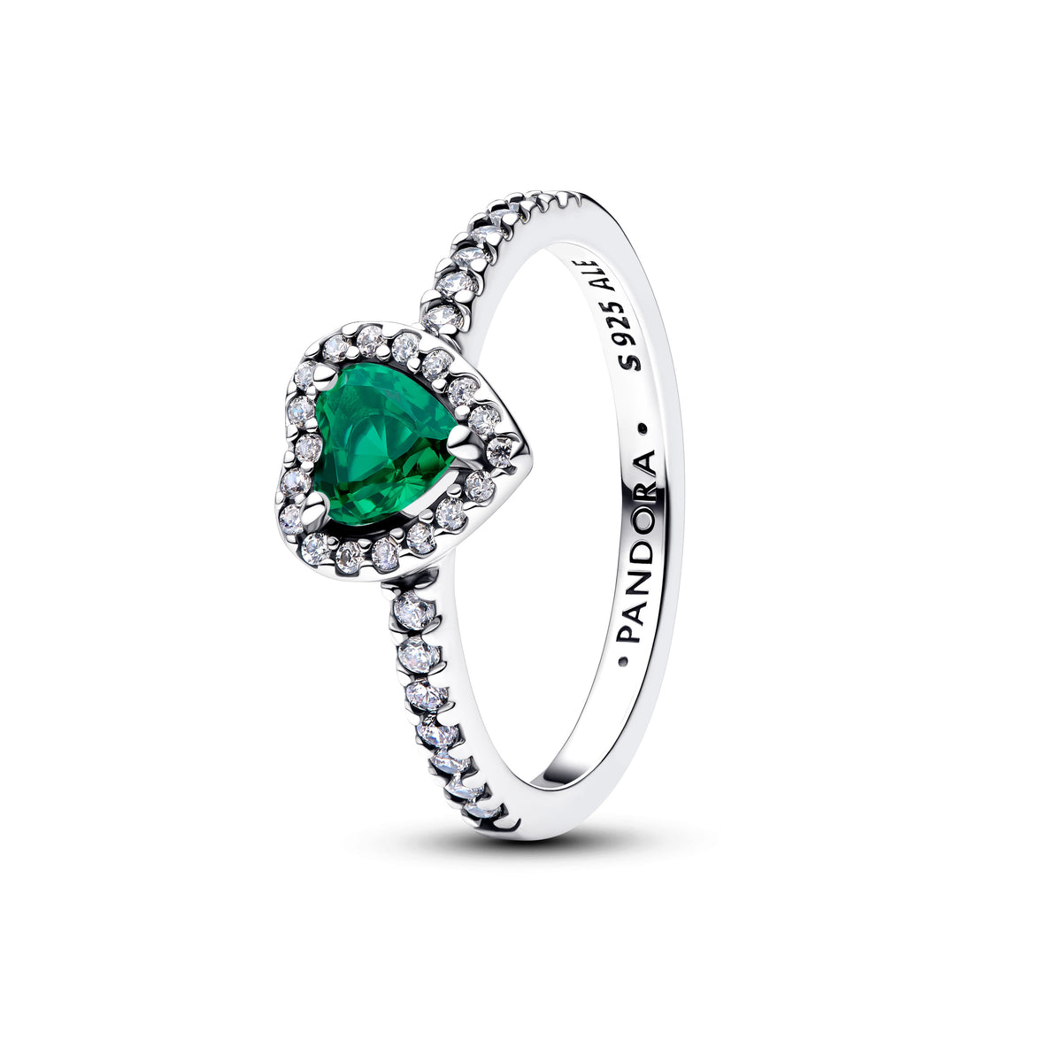 Ring – Sterling Silver – Elevated Royal Green Heart