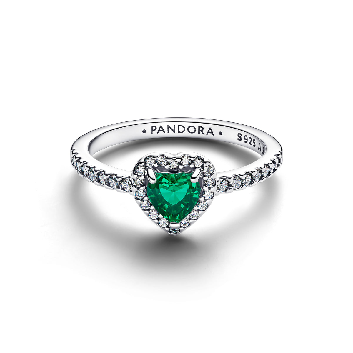 Ring – Sterling Silver – Elevated Royal Green Heart