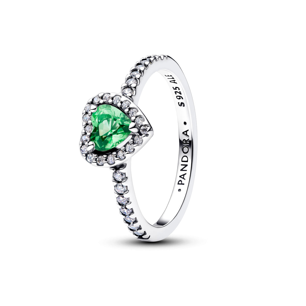 Ring – Sterling Silver – Elevated Mint Green Heart