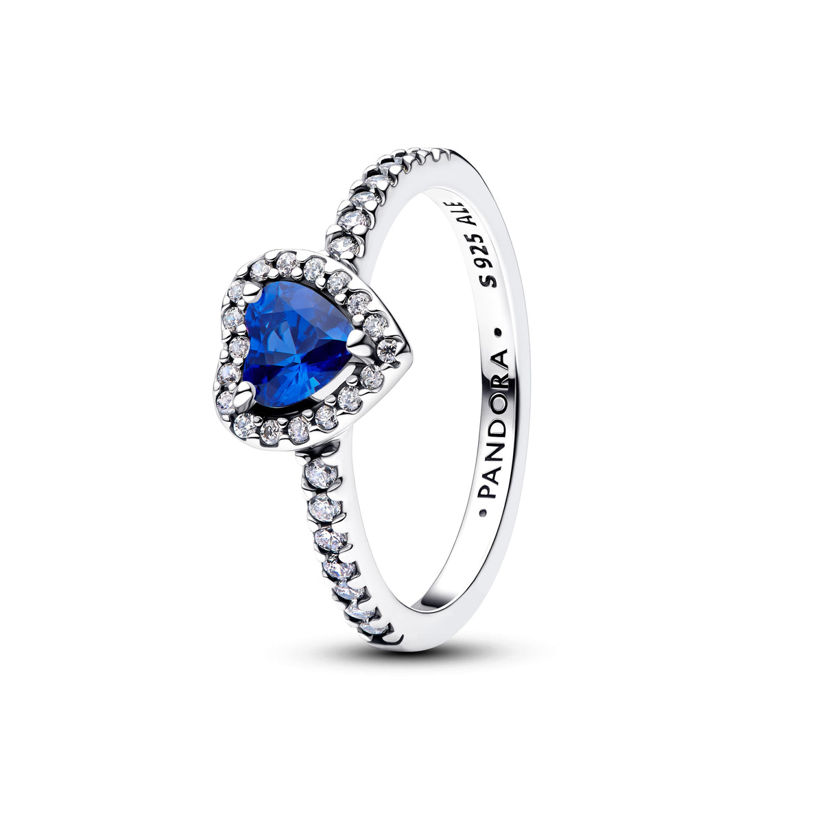 Ring – Sterling Silver – Elevated Princess Blue Heart
