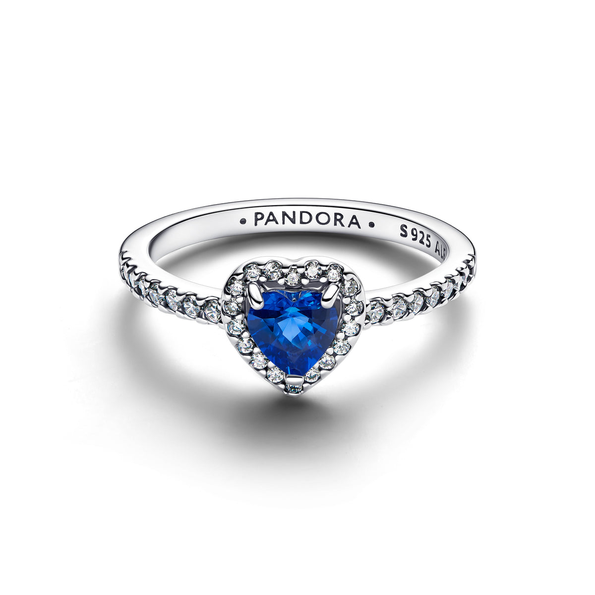 Ring – Sterling Silver – Elevated Princess Blue Heart