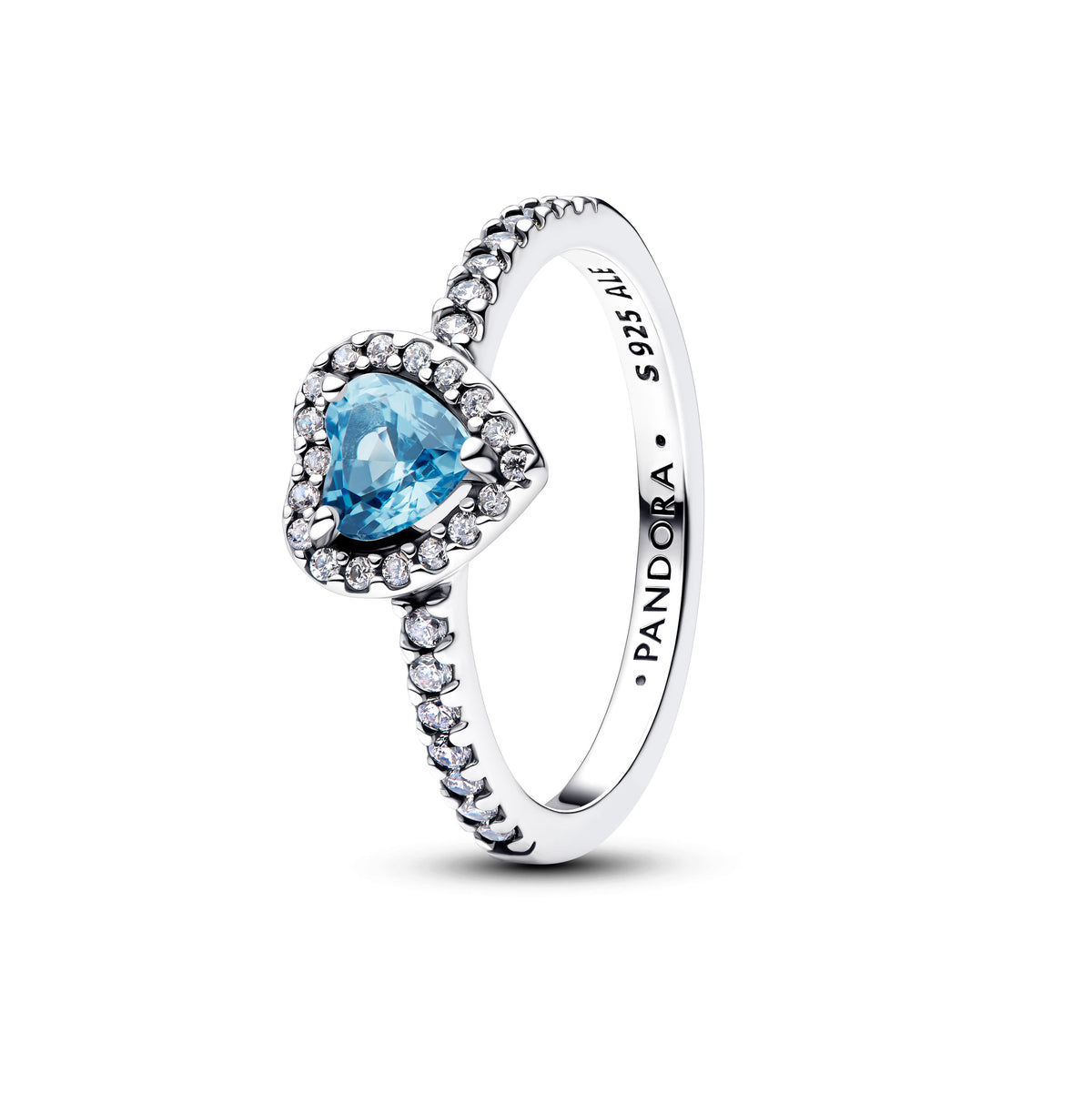 Ring – Sterling Silver – Elevated Light Blue Heart