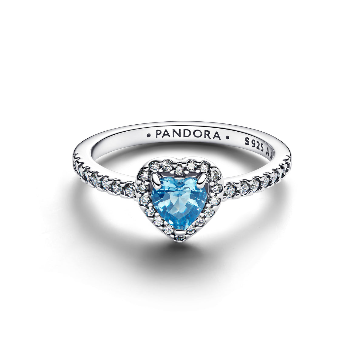 Ring – Sterling Silver – Elevated Light Blue Heart