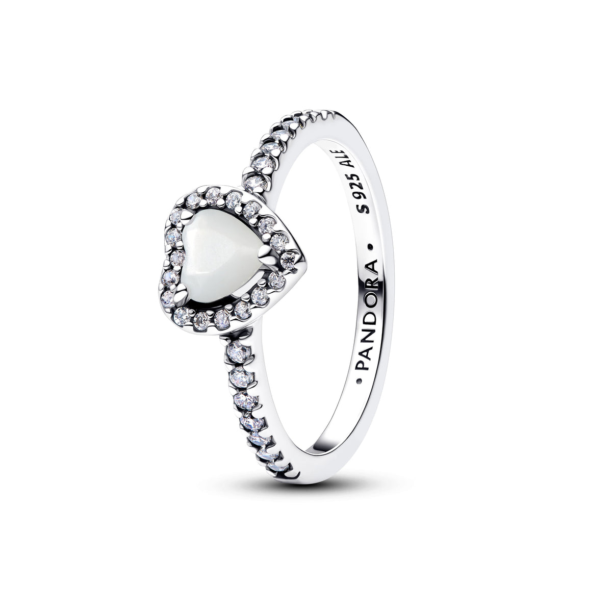 Ring – Sterling Silver – Elevated White Heart