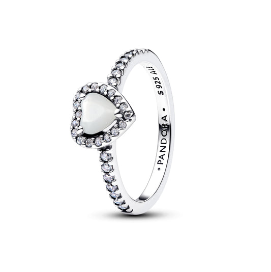 Ring – Sterling Silver – Elevated White Heart
