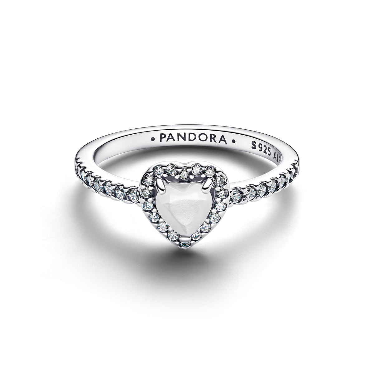 Ring – Sterling Silver – Elevated White Heart
