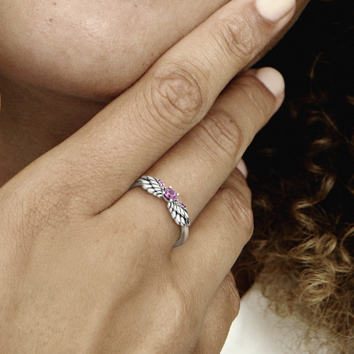 Ring – Sterling Silver – Sparkling Angel Wings