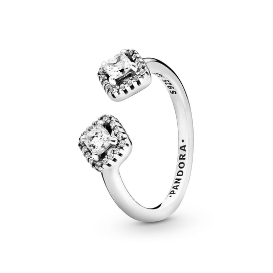 Ring – Sterling Silver – Square Sparkle Open