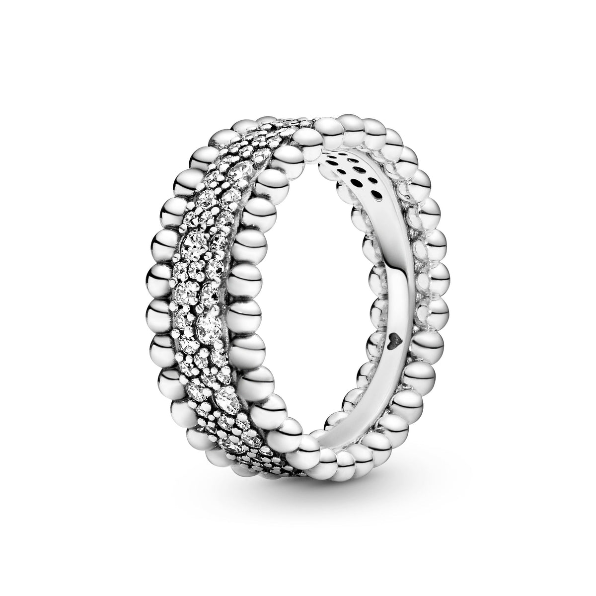 Ring – Sterling Silver – Beaded Pavé Band