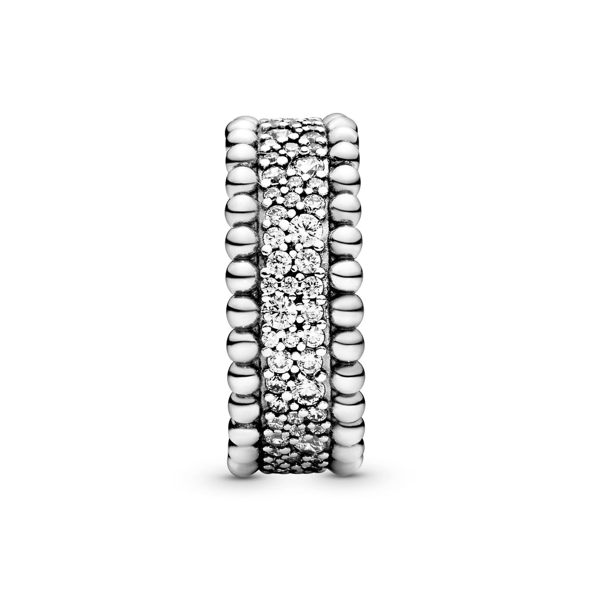 Ring – Sterling Silver – Beaded Pavé Band