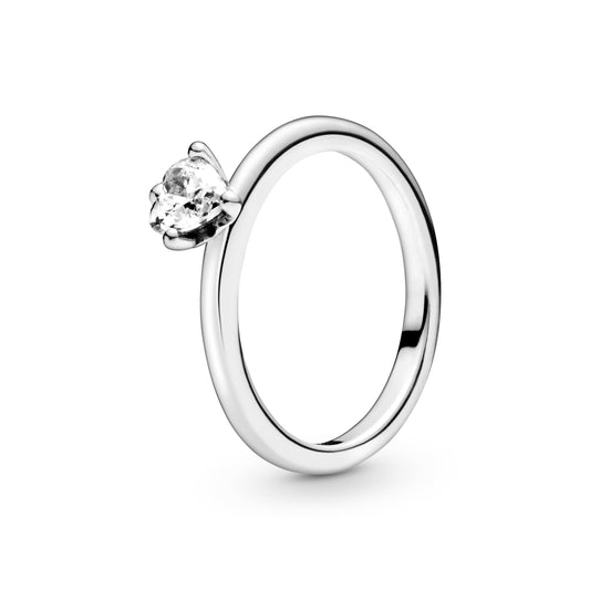 Ring – Sterling Silver – Clear Heart Solitaire