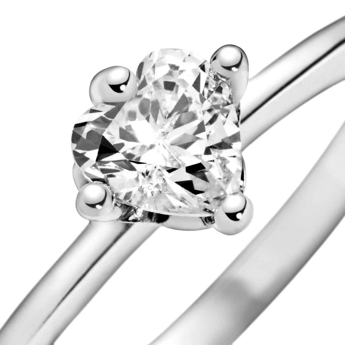 Ring – Sterling Silver – Clear Heart Solitaire