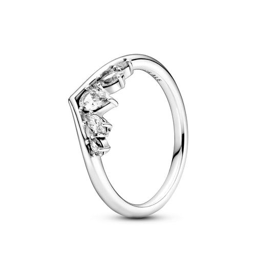 Ring – Sterling Silver – Sparkling Pear & Marquise Wishbone