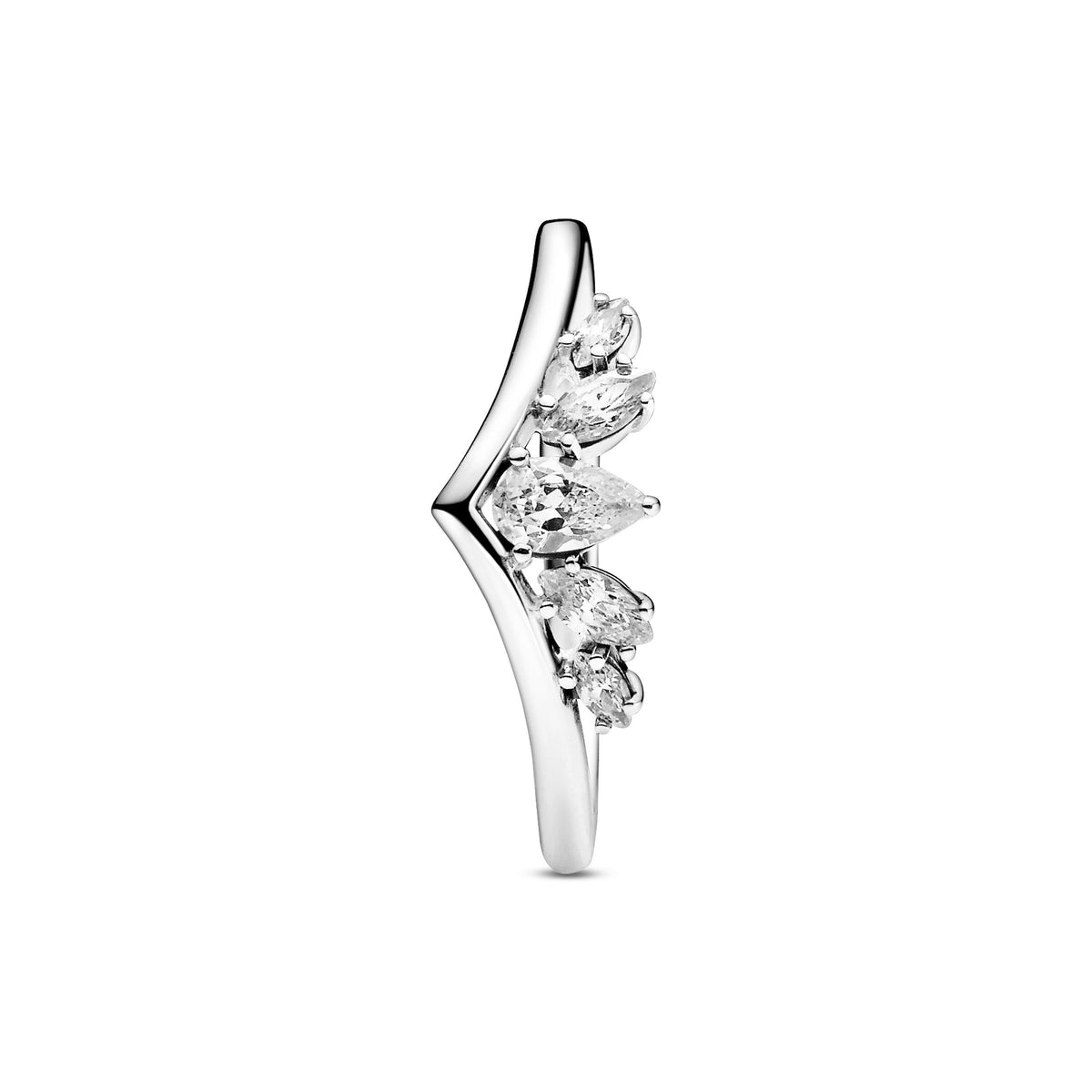 Ring – Sterling Silver – Sparkling Pear & Marquise Wishbone
