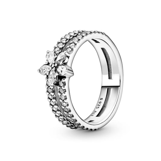 Ring – Sterling Silver – Sparkling Snowflake Double