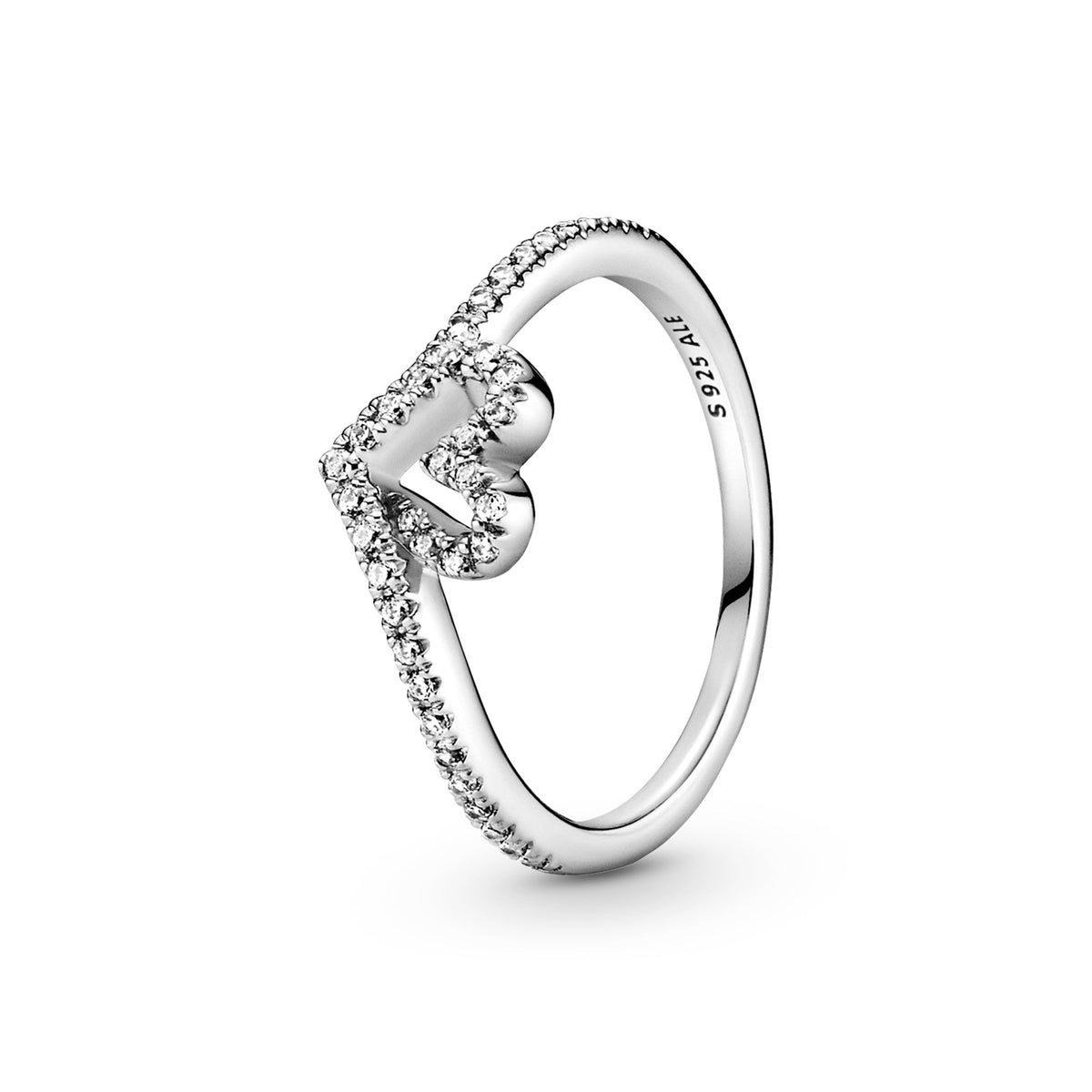 Ring – Sterling Silver – Sparkling Wishbone Heart