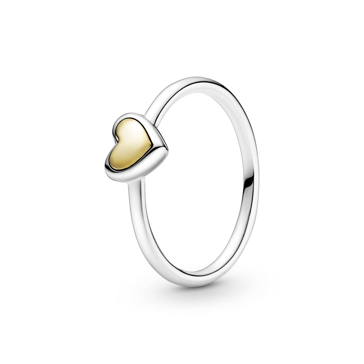 Ring – Sterling Silver – Domed Golden Heart