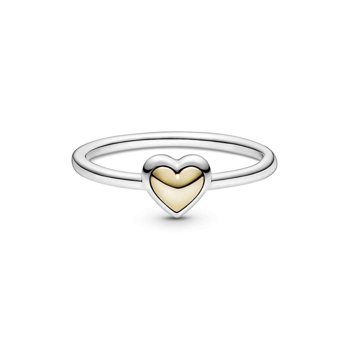Ring – Sterling Silver – Domed Golden Heart