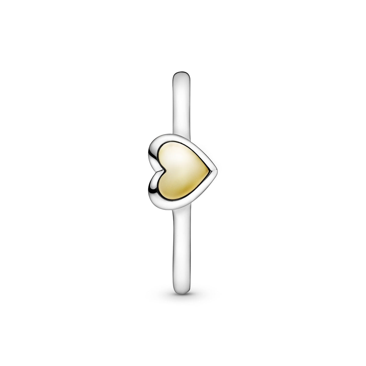 Ring – Sterling Silver – Domed Golden Heart