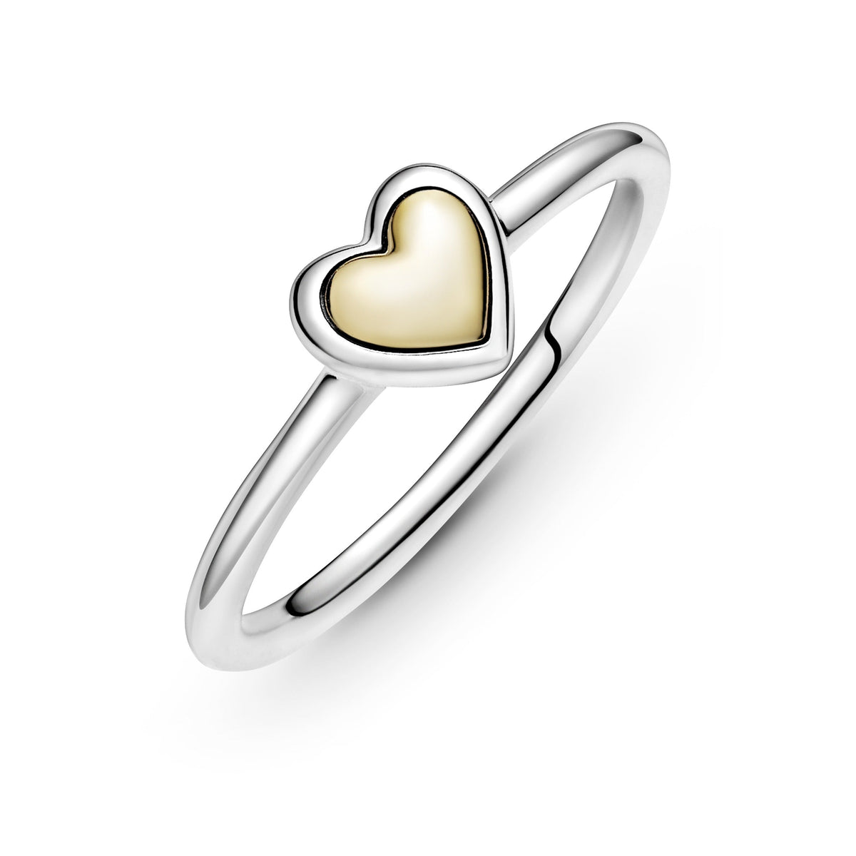 Ring – Sterling Silver – Domed Golden Heart