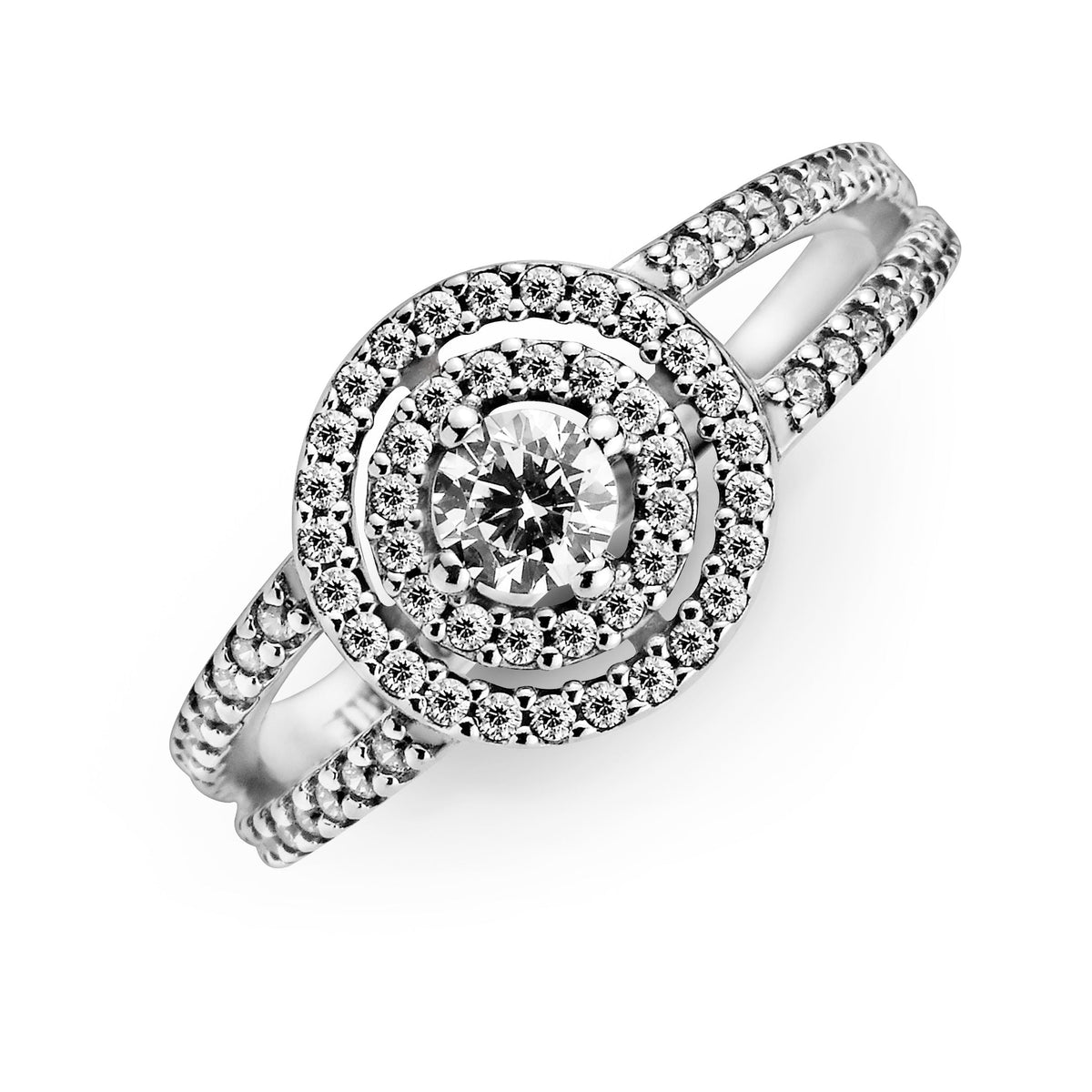 Ring – Sterling Silver – Sparkling Double Halo