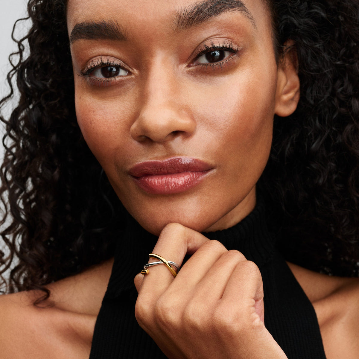 Ring – 14k Gold-Plated – Organically Shaped Two-tone Double