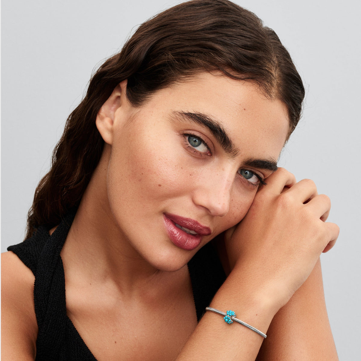 Charm – Sterling Silver – Turquoise-colored Ocean