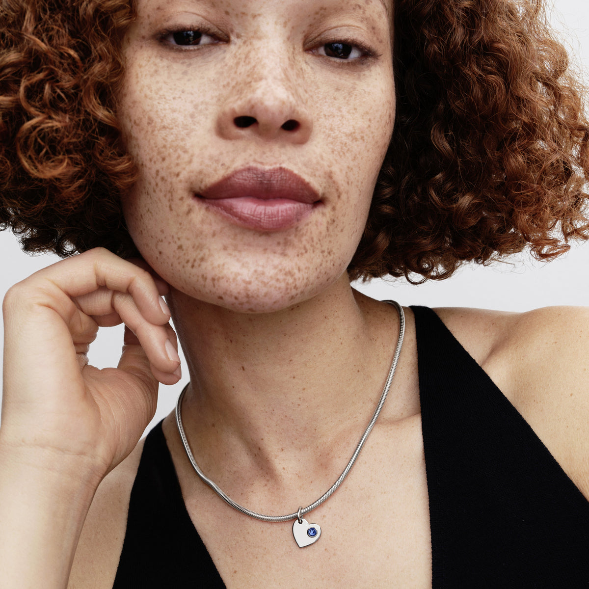 Dangle Charm – Sterling Silver – September Engravable Heart Blue Stone