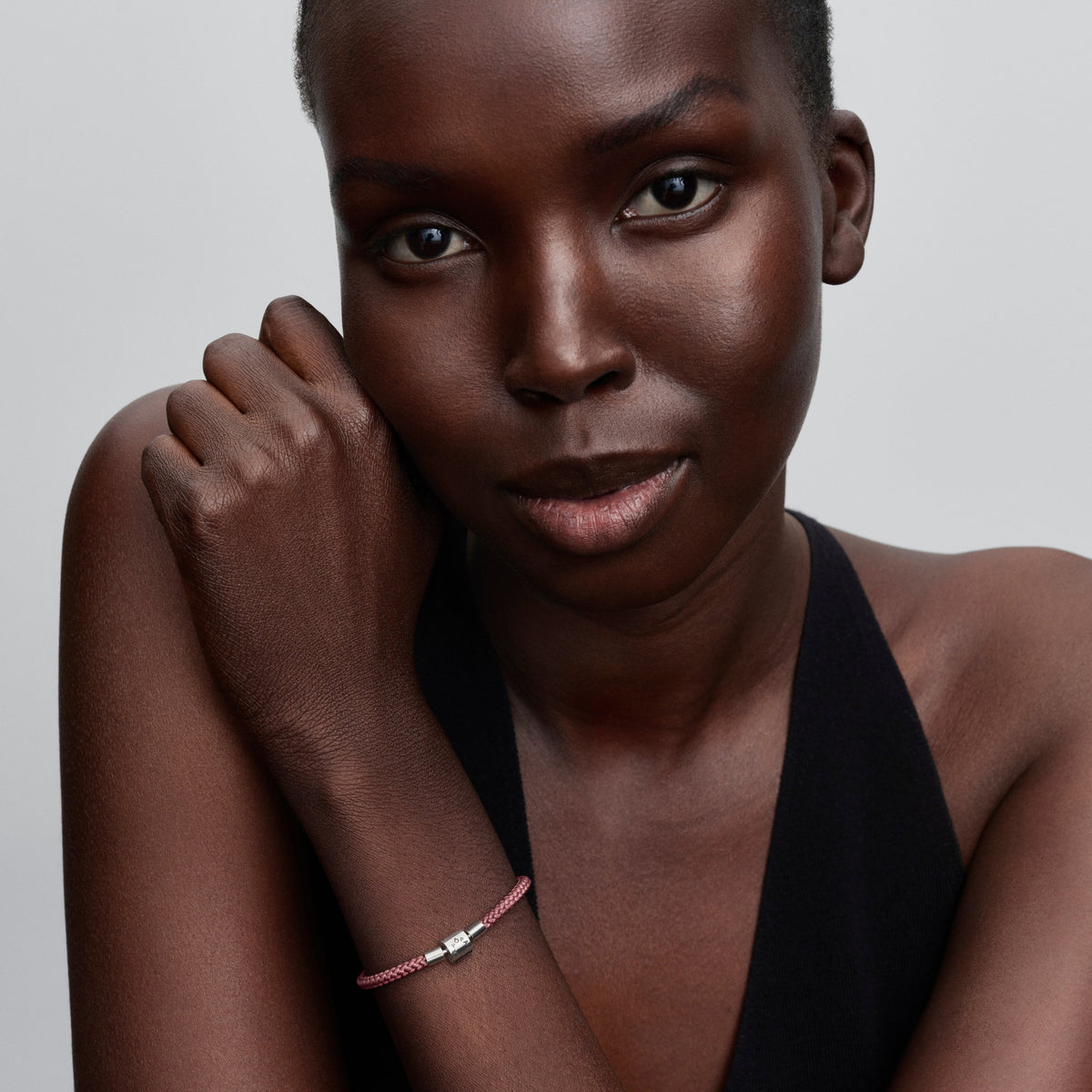 Bracelet – Sterling Silver – Shimmering Pink Cord