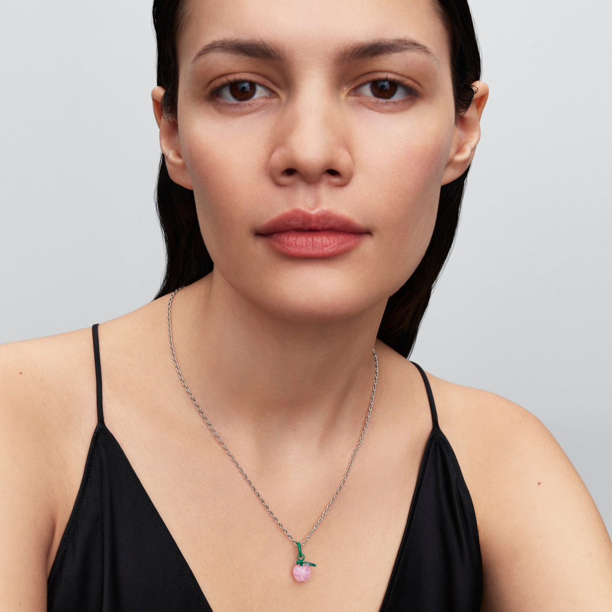 Charm – Sterling Silver – Murano Pink Apple