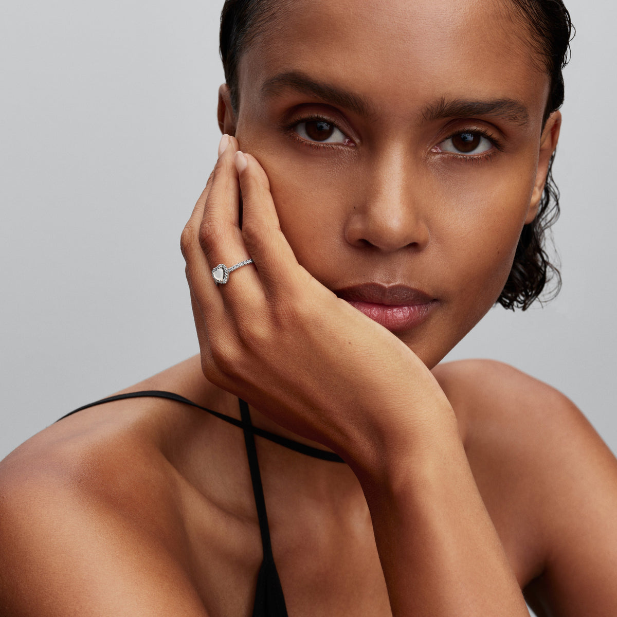 Ring – Sterling Silver – Elevated White Heart