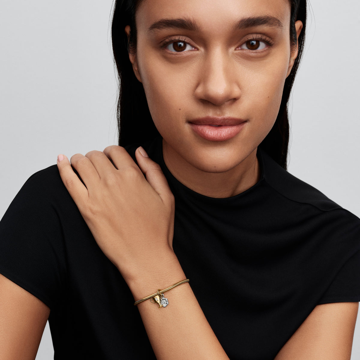 Dangle Charm – 14k Gold-Plated – Engravable Trophy Double