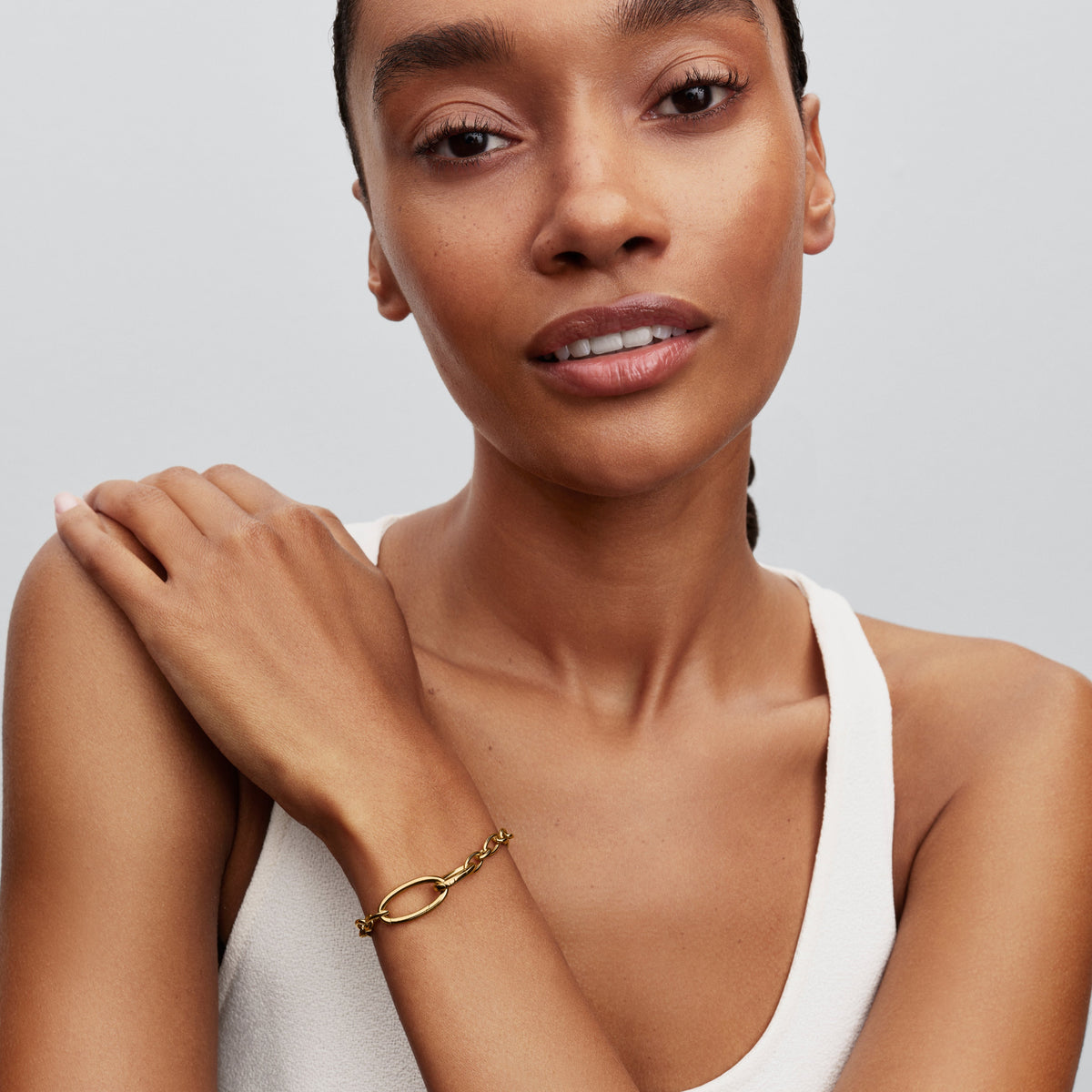 Chain Bracelet – 14k Gold-Plated – Openable Oval Link