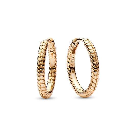 Hoop Earrings – 14k Gold-Plated – Pandora Moments Small Charm