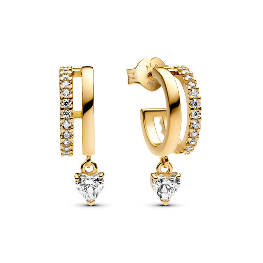 Hoop Earrings – 14k Gold-Plated – Dangling Heart