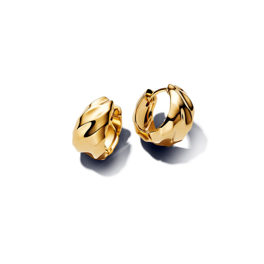 Hoop Earrings – 14k Gold-Plated – Rippled