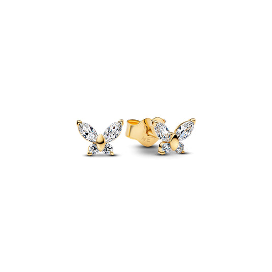 Stud Earrings – 14k Gold-Plated – Butterfly